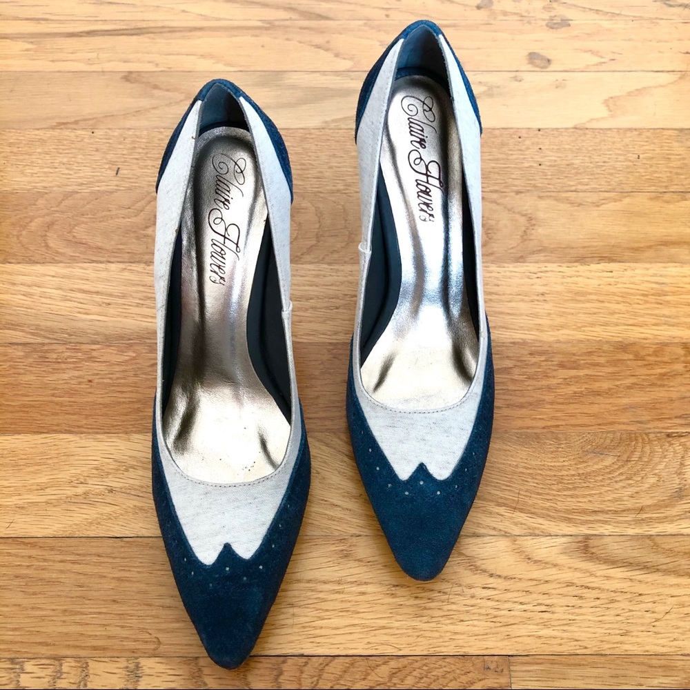 Claire Flowers Lauren Heels In Blue Suede